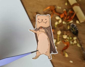 Naklejka winylowa z wampirem Wesy, łasicą - Naklejki do planera - Pamiętnik - Naklejka na laptopa - Naklejka do szkicownika - Halloween - Słodka naklejka