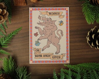 Boar Medieval Christmas & Yule Card
