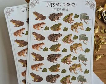 Frog Sticker Sheet - Planner Stickers - Bullet Journal - Journaling - Naturalist - Nature