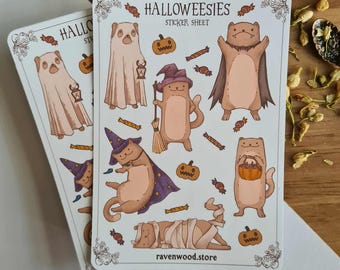 Foglio di adesivi di Halloween - Adesivi per planner - Bullet Journal - Journaling - Stagione spettrale - Kawaii - Carino - Halloween