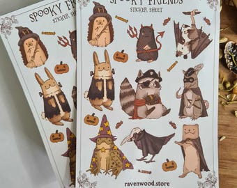 Foglio di adesivi "Amici spettrali" - Adesivi per planner - Bullet Journal - Journaling - Stagione spettrale - Kawaii - Carino - Halloween