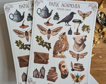 Dark Academia Sticker Sheet - Planner Stickers - Bullet Journal - Journaling - Dark Academia - Booktok