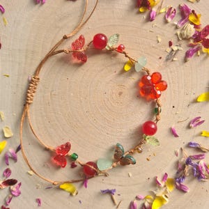 Autumn Berries Fairy Bracelet, Fairycore, Forestcore, Cord Bracelet