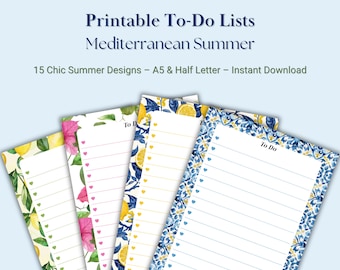Liste di cose da fare per l'estate mediterranea stampabili / 12 modelli estivi chic / Download immediato