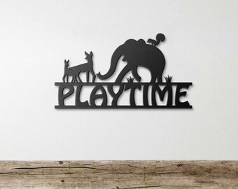 Metal Elephant Nursery Wall Hanging, Playtime Decor