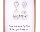 Sandra - Swarovski Crystal Teardrop Earrings, Silver, Cubic Zirconia Earrings, Bridesmaid Earrings, Bridal Jewelry, Wedding Jewelry
