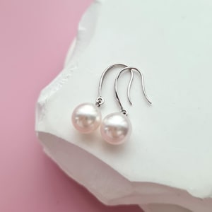 Akoya Pearl Drop Earrings 18k gold Akoya Pearl Jewelry Gifts for Her Gifts for Mothers | Minimalist Fine Pearl Jewelry Akoya Pearl Ear Drop