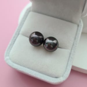 11 mm Tahiti Perle Ohrstecker 18k Gold dunkelgrün rosa Schimmer Tahiti Perle zeitlos Perlenschmuck Geschenke für ihren Jahrestag