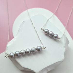 Akoya Pearl Necklace 6 Pearl Choker Silver Blue Akoya Pearl Smile Necklace Minimalist Pearl Jewelry for Her Bridesmaids Gift Mom Bestie