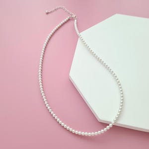 Simple Baby Pearl Necklace Small Pearl Necklace Choker 3-4mm- Clasp 925 Sterling Silver  customisable - gift for her, wedding pearl necklace