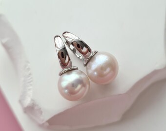 Boucles d'oreilles blanches en perles d'Edison d'eau douce Bijoux minimalistes délicats Cadeaux BFF pour ses demoiselles d'honneur