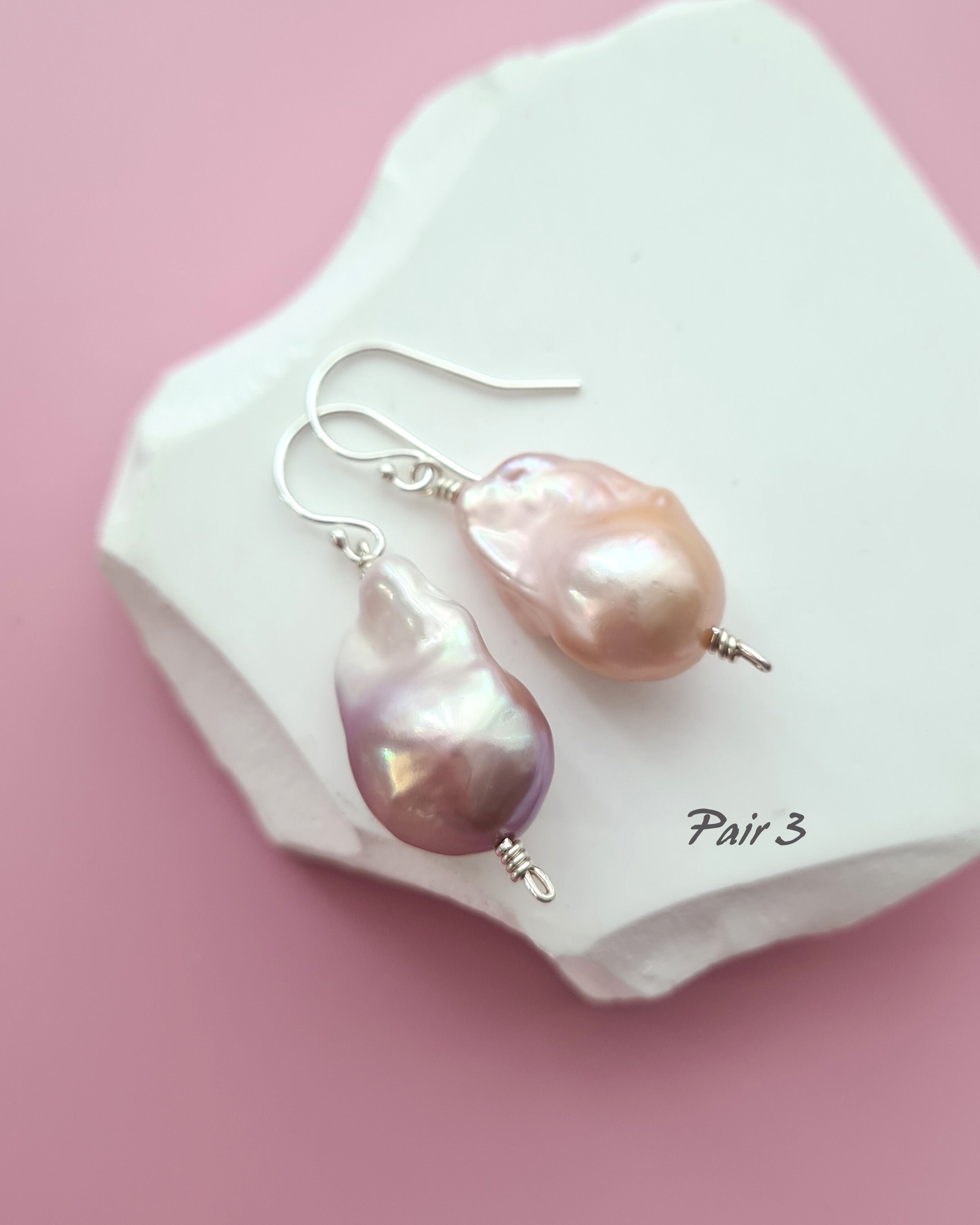 Light Pastel Purple Baroque Pearl Silver Necklace Simple