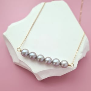 Akoya Pearl Necklace 6 Pearl Choker Silver Blue Akoya Pearl Smile Necklace Minimalist Pearl Jewelry for Her Bridesmaids Gift Mom Bestie