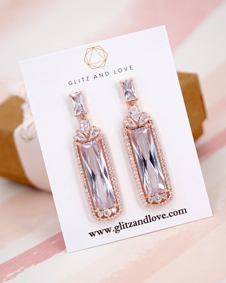 Rose Gold Wedding Bridesmaid Gift Bridal Earrings Necklace Bracelet Jewelry Set Clear White Cubic Zirconia Teardrop Ear Studs E409 B118