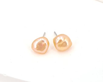 Keshi Pearl Earrings Keshi Pearls Stud Earrings Earrings Dainty Freshwater Purple Pink Peach Gold Best Friend Gifts for her Bridesmaids