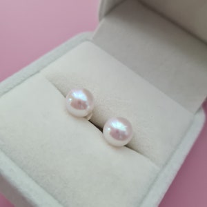 7.5mm Akoya Pearl Stud Earrings 18k solid gold Akoya Pearl Gifts for Her and Mothers | Minimalist Fine Pearl Jewelry Akoya Pearl Ear Studs