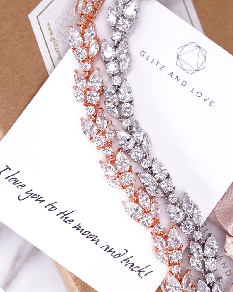 Rose Gold Chandelier Earrings Bracelet Wedding Bride Etsy Canada