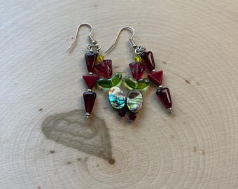 Floral Abalone Drop Earrings