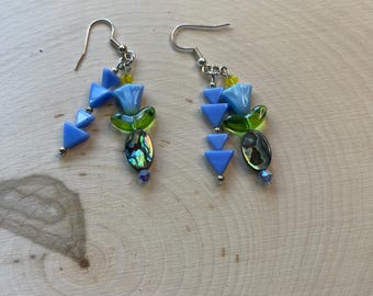 Floral Abalone Drop Earrings