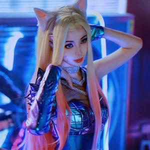K/DA AHRI アーリ コスプレ衣装 ウィッグ Amazon.co.jp: 耐熱コスプレウィッグ Ahri アーリ 九尾妖狐 KDA