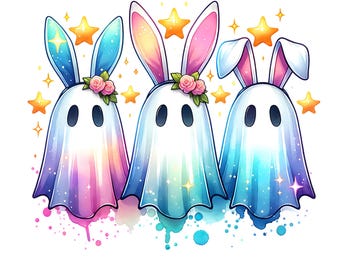 3 Bunny Ghosts PNG, Bunny Ghost Clipart, Spooky Easter sublimation, Spooky bunny ghost Png, Spooky Easter PNG, Spooky Spring PNG