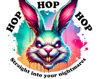 Hop Into Your Nightmares PNG, Easter Bunny Clipart, Spooky Easter sublimation, Evil Easter Bunny Png, Spooky Easter PNG, Scary Easter