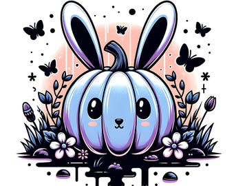 Blue Pumpkin Bunny PNG, Easter Bunny Clipart, Spooky Easter sublimation, Easter halloween Png, Spooky Easter PNG, Pumpkin png