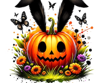 Jack O Bunny PNG, Easter Bunny Clipart, Spooky Easter sublimation, Halloween Easter Png, Spooky Easter PNG, pumpkin png