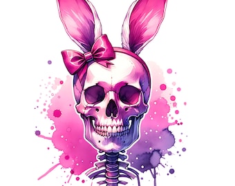Pink Skeleton Bunny PNG, Easter Bunny Clipart, Spooky Easter sublimation, Skeleton Png, Spooky Easter PNG, pink easter png