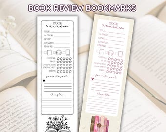 Book Review Bookmark for a Blind Date with a Book Party for Adults Teens Printable Book Club Review Bookmark for Teenagers or Library