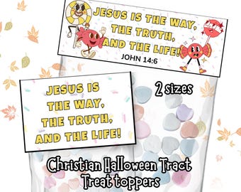 Christian Halloween Tract Goodie Bag Treat Topper Bible Verse Trunk or Treat Gospel Autumn Fall Festival Harvest Basket Gift Tag Sweet Truth