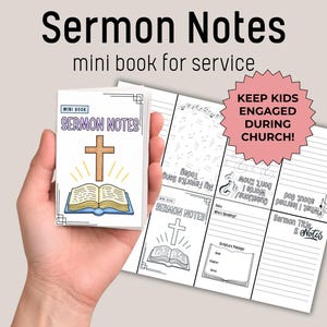 Notas de sermones para niños Plantilla semanal para tomar notas bíblicas para el servicio dominical Iglesia para niños Jóvenes Adultos Adolescentes Estudio bíblico Imprimible