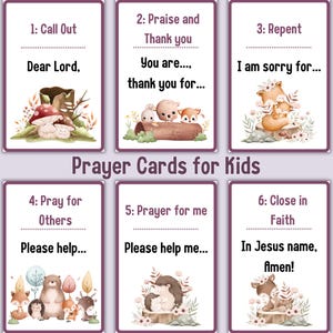 Prayer Cards for Kids Teach Your Child to Pray Printable Beginner Prayer Cards Bedtime Family Devotions Christian How to Pray Step by Step
