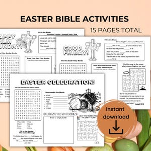 Ostern Bibel Aktivität Tischset Malseite für Palmsonntag Kinder Aktivitäten Karfreitag Copywork Auferstehung Sonntag Handwerk Kirche Printable