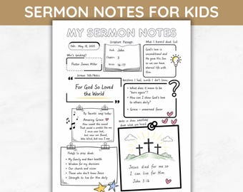 Predigt Notizen für Kinder Wöchentliche Bibel Notiz Vorlage für Sonntagsgottesdienst Kirche für Kinder Junge Erwachsene Teenager Bibelstudie zum Ausdrucken