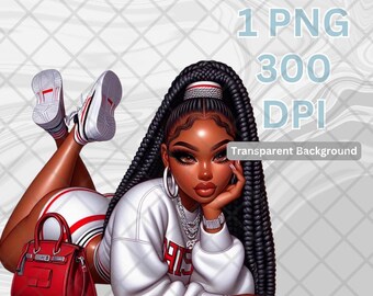 Black Girl Clipart, Denim Girl Clipart, Fashion Girl Clipart, Girl Boss Clipart, Boss Babe Clipart, Chibi Boss Babe Clipart, Diva Girl Clipa