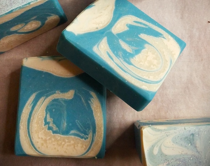 A Thousand Dreams Artisan Soap - Blue and White Swirl Soap Bar - Small Batch Handmade Skincare
