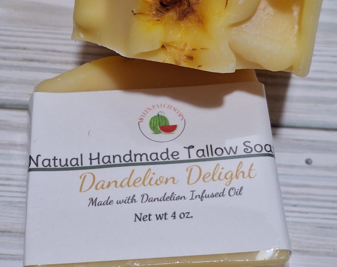Dandelion Delight - All Natural Dandelion Infused Tallow Soap made with Grapefruit Essential Oil, No Artifical Color or Scent