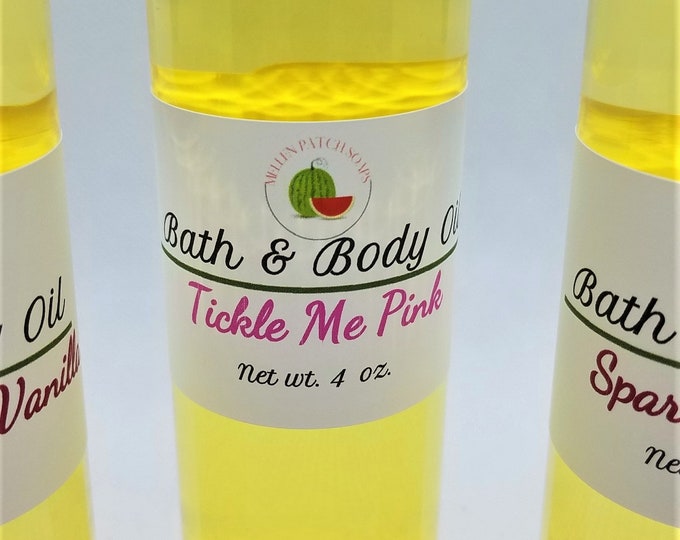 Bath and Body Oil, Glass Decorative Bottle, Sea, Starfish Ocean Decor, Moisturizing Body Oil for Skin or Bath, All Natural