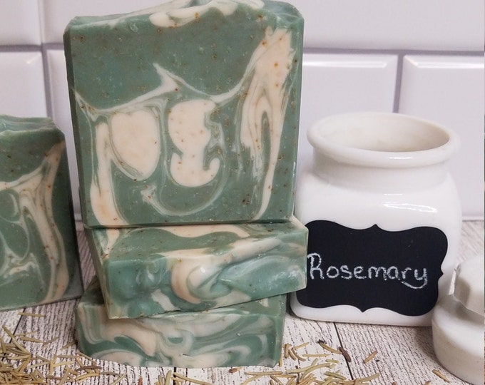 Rosemary Sage Exfoliating Soap - Venison Tallow and Soy Scrub - Handmade Green & Clean Scented Bar - Natural Moisturizing Body Soap