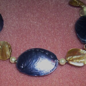 Handmade Blue Shell Necklace: Abalone, Silver, and Pearl Beaded - 20 Inch