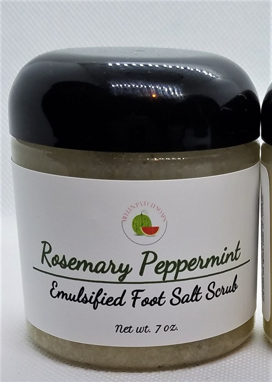 Rosemary Peppermint Emusified Foot Scrub, Salt Scrub, Exfoliating Scrub