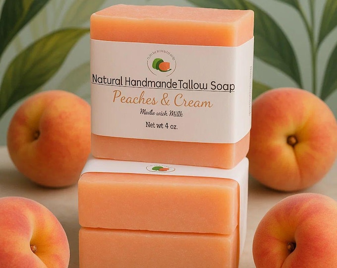 Peaches and Cream Soap, Artisan Soap - Made with Milk and Tallow, Handmade Soap, Peach Fragranced