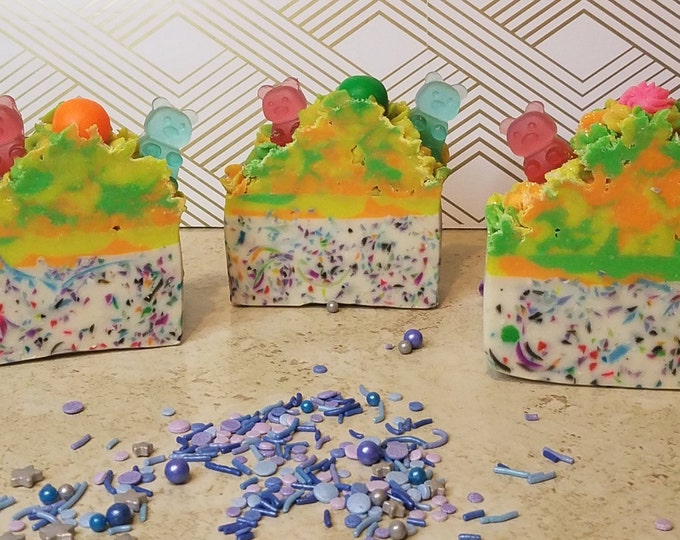Celebrate! A Handmade Artisan Confetti Soap Scented with Fruity Fragrance, Bubbly, Coconut Milk Soap, Large Bar soap