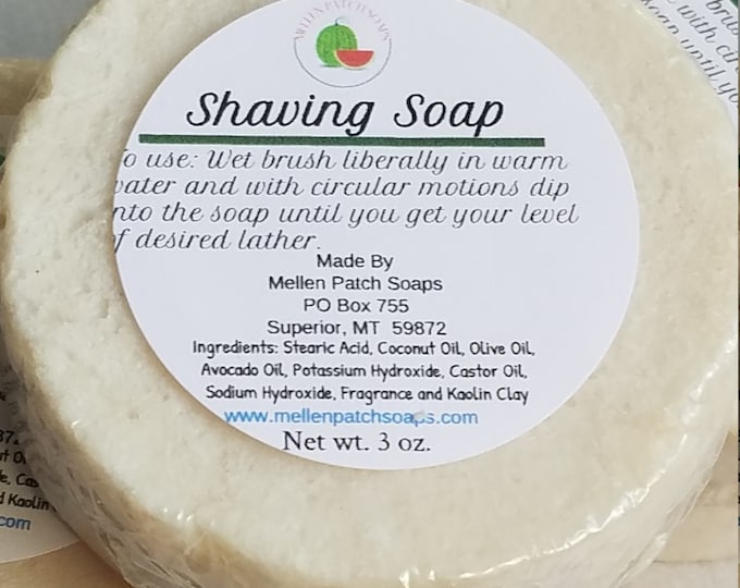 Handmade Shaving Soap - Natural Lathering Bar for Close Smooth Shave - Coconut Oil & Cocoa Butter