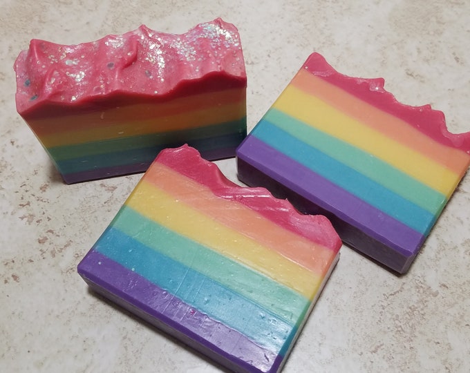 Over The Rainbow Soap, Scented with Fruit Loops Fragrance, Almond Milk Tallow Soap, Gift Boxed, Stocking Stuffer
