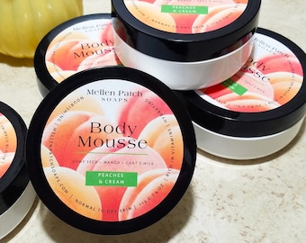 Decadent Body Mousse in Peach Fragrance, Body Butter and Lotion in One, Deep Moisturizing Cream