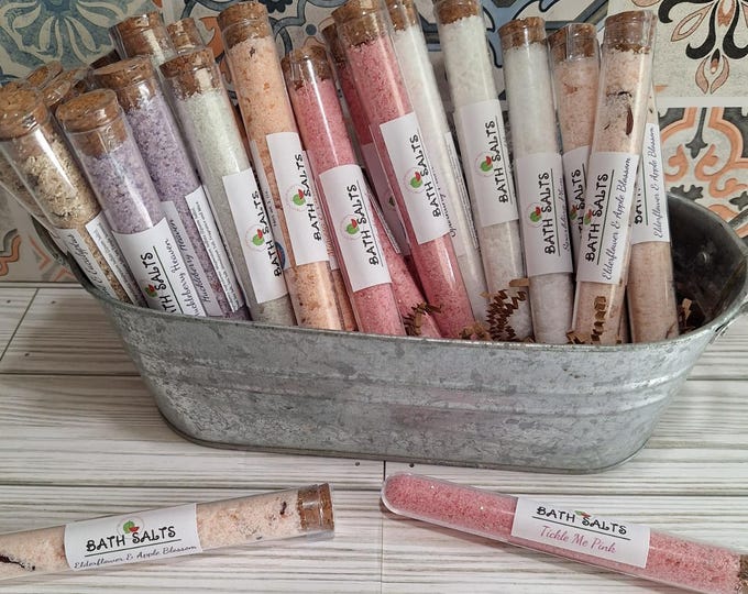 Fragrant Bath Salts Tubes, Small Gift, Stocking Stuffers, Basket Add In, Self Care, Seven Scent  Choices