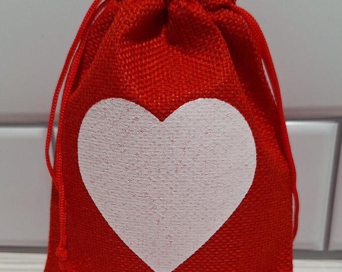 Add on Cute Gift Bag/ Bag ONLY/ Canvas or Burlap, holds Soap Bars or Bath Bombs, Heart or Country Style