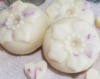 Solid Lotion Bar 3 oz,  Almond Scent with Flower Petals, Mango & Shea Butter, Enriched with Hemp Oil